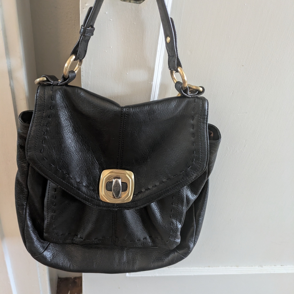 B. Makowsky  Shoulder Bag with  Chunky Gold Accents